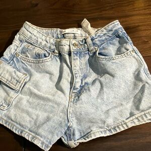 Zara girls cargo jean shorts